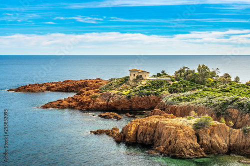 red rocks coast Cote d Azur near Cannes, France