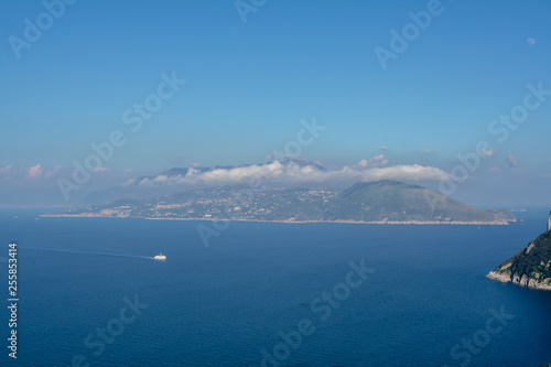 Far view over the sea to Naples
