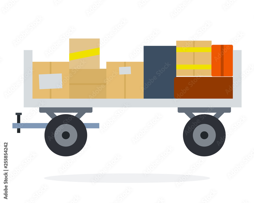 Luggage cart vector flat material design isolated object on white background. Luggage cart vector flat material design isolated object on white background.