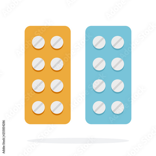 Round tablets vector flat material design isolated object on white background.