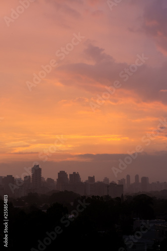 Sunset in the summer of the city of Sao Paulo, Brazil.