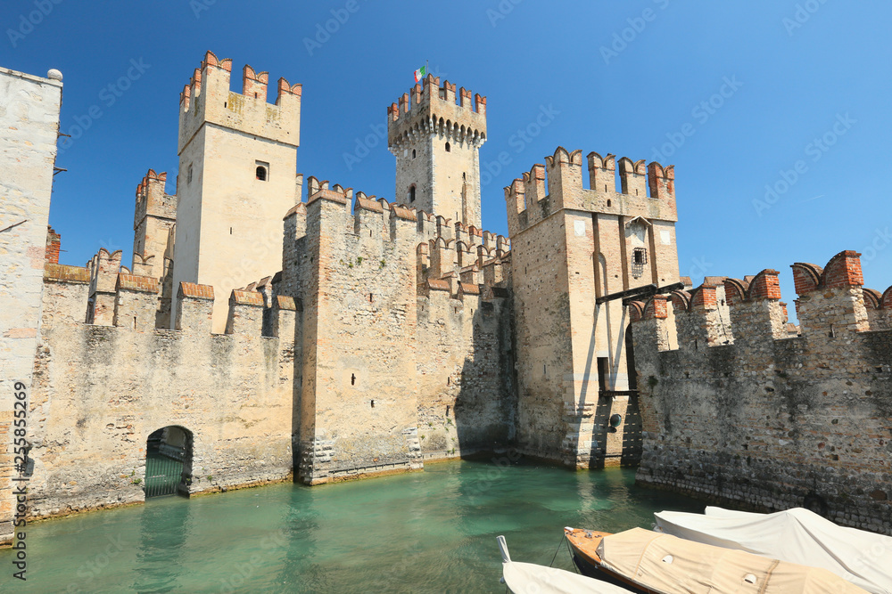 Sirmione, the castle at the entrance of the old town, Lake Garda