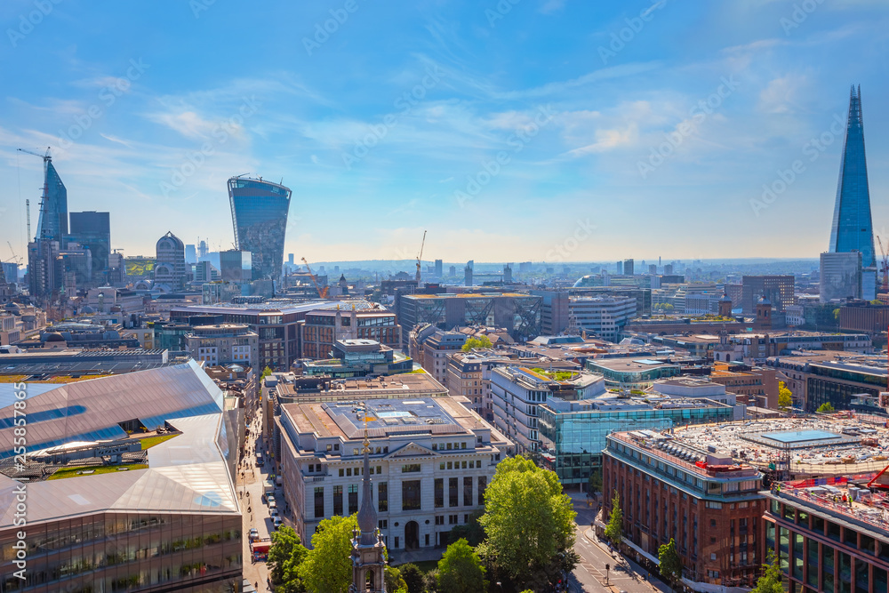 View of London cityscape from the Golden Gallery of St. Paul's Cathedral View of London cityscape from the Golden Gallery of St. Paul's Cathedral