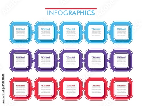 5 Steps Timeline. Square Shapes Modern Business Infographics.Label, Concept, Layout Vector Design