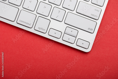 Top View Of White Keyboard With Copy Space