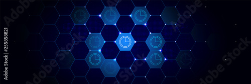 time icon from online and web filled set in the technological comb background