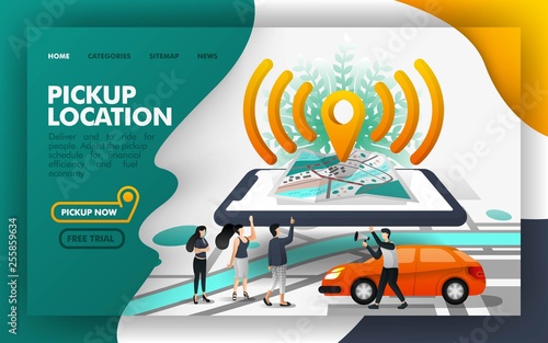 Pickup location Pin wifi isometric Vector Illustration Concept, Share a ride with other people . Easy to use for website, banner, landing page, brochure, flyer, print, mobile app, poster, template, UI