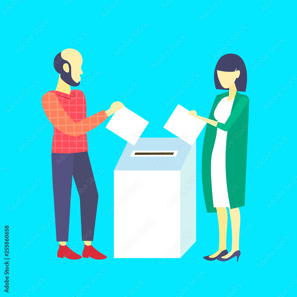 Obraz premium Election day concept casual woman man voters