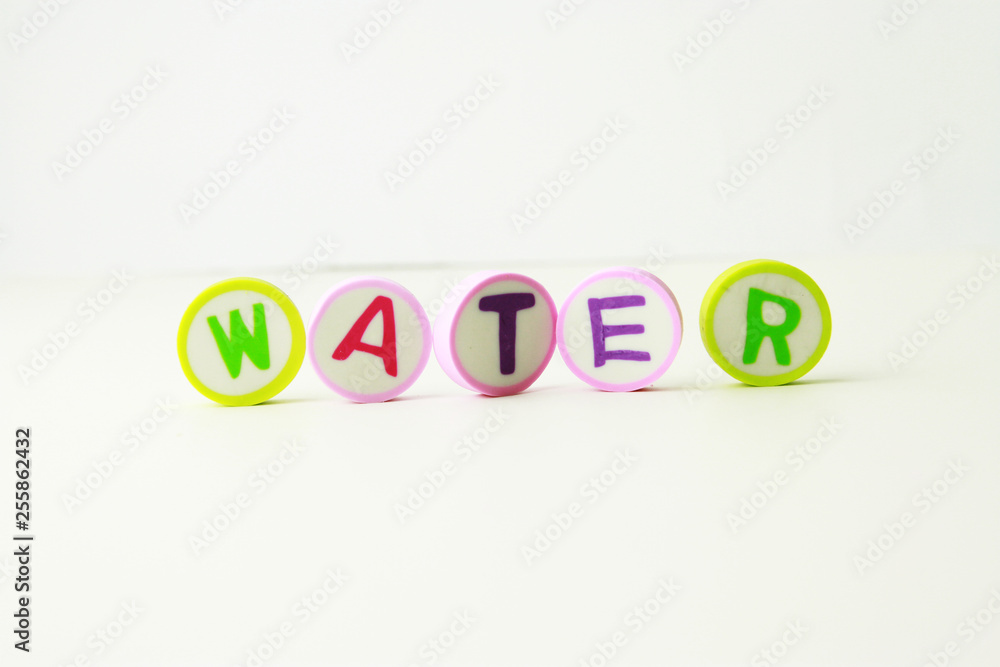 Alphabet printed on the round shape eraser background Alphabet printed on the round shape eraser background