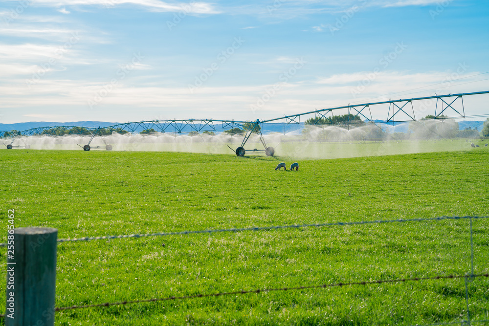 Irrigation system system running on a farm in Central Otago