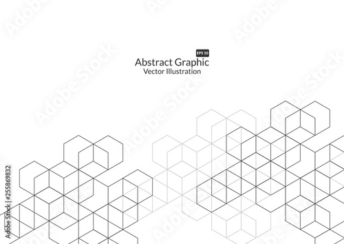 Abstract boxes background. Modern technology with square mesh. Geometric on white background with lines. Cube cell. Vector illustration