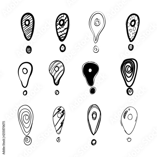 collection of hand drawn point gps location in doodle cartoon stylePrint