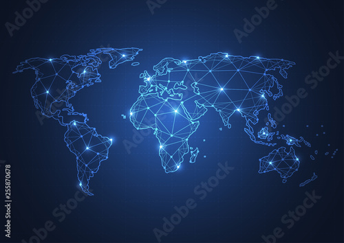 Global network business connection. World map point and line composition concept of global business. Vector Illustration
