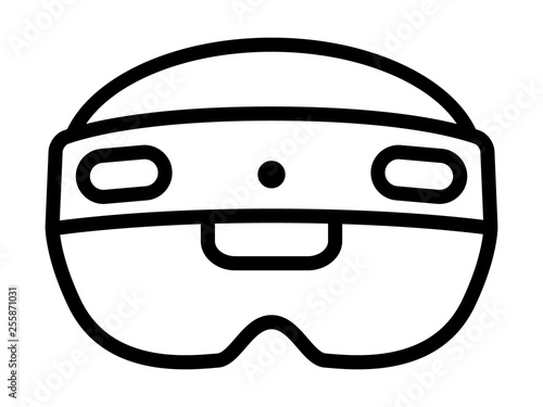Mixed and augmented reality headset goggles line art vector icon for apps, games for websites