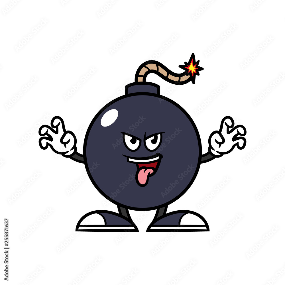 Cartoon Scaring Bomb Character Cartoon Scaring Bomb Character