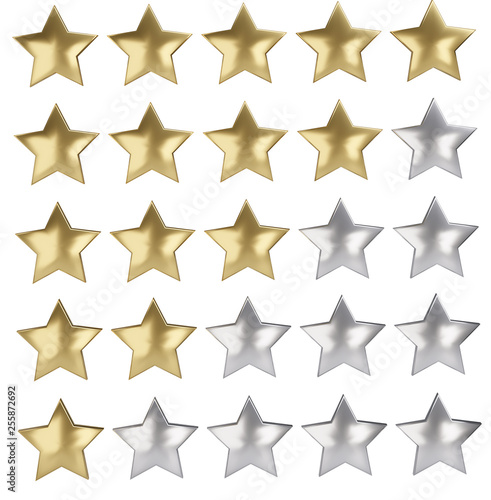 stars golden 5 3d-illustration