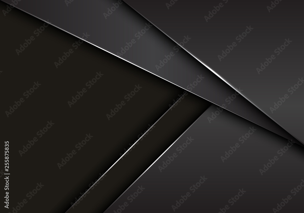 Abstract grey metallic overlap on dark blank space design modern luxury futuristic background vector illustration.