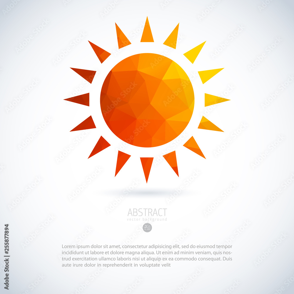 Fototapeta premium Summer sun logo icon of triangles background 