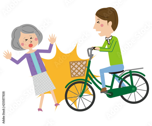 ポップ　自転車事故　シニアの女性