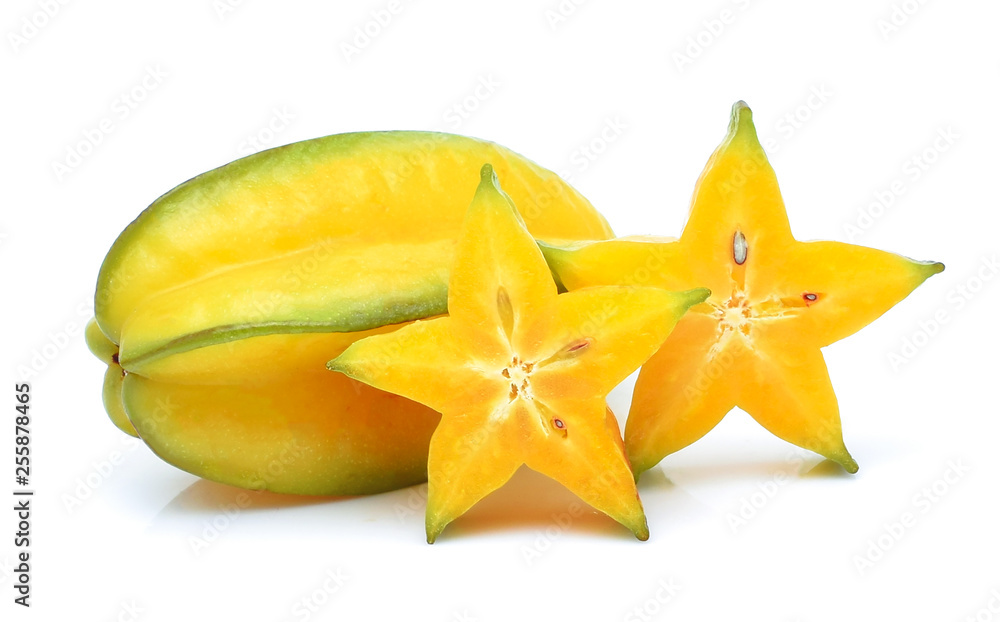 slice ripe star fruit carambola or star apple ( starfruit ) on white background healthy fruit food isolated slice ripe star fruit carambola or star apple ( starfruit ) on white background healthy fruit food isolated