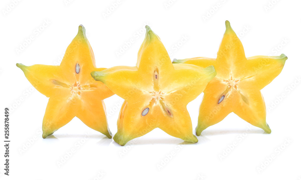 slice ripe star fruit carambola or star apple ( starfruit ) on white background healthy fruit food isolated slice ripe star fruit carambola or star apple ( starfruit ) on white background healthy fruit food isolated