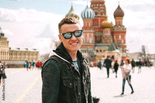 Tourist on Red Square, Moscow, Russia