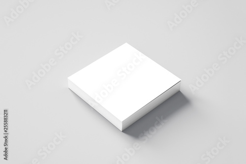 Blank Square Brochure or Magazine Mock-up on soft gray background. 3D rendering.