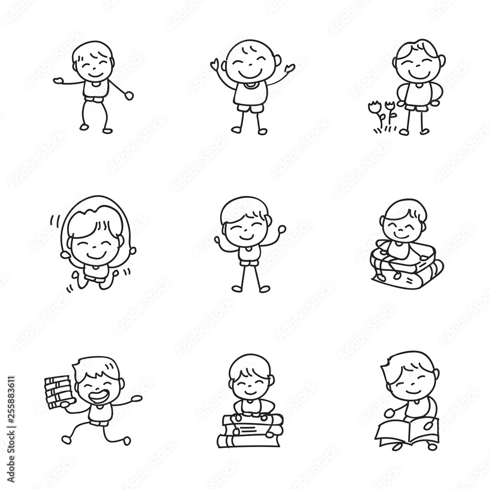 hand drawing cartoon happy kids vector illustration hand drawing cartoon happy kids vector illustration