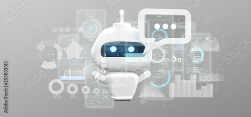 Obraz na płótnie Chatbot with binary code, message and data 3d rendering