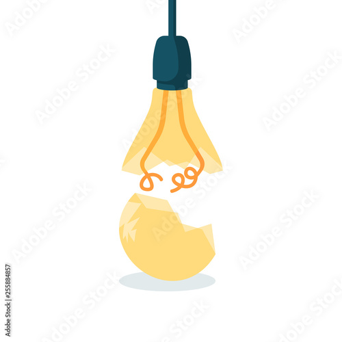 Broken lamp isolated on white background