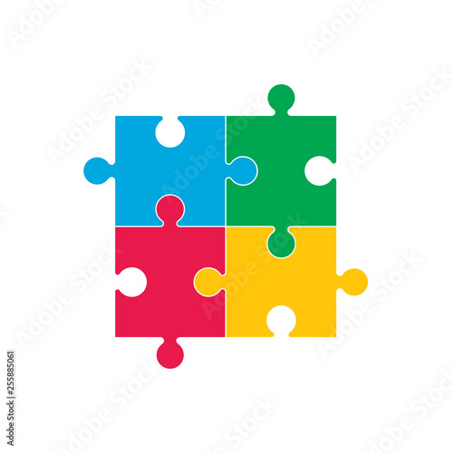 Simple puzzle icon. Vector illustration, flat design.
