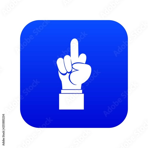 Middle finger hand sign icon digital blue for any design isolated on white vector illustration