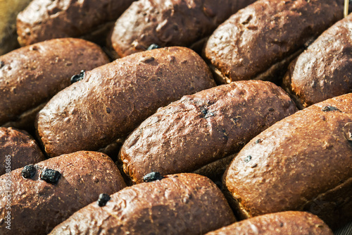 freshly baked bread with a delicious crust. background of bakery products