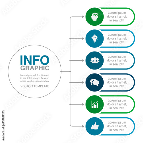 Vector iInfographic template for business, presentations, web design, 6 options.