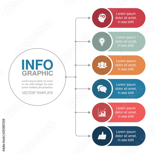 Vector iInfographic template for business, presentations, web design, 6 options.