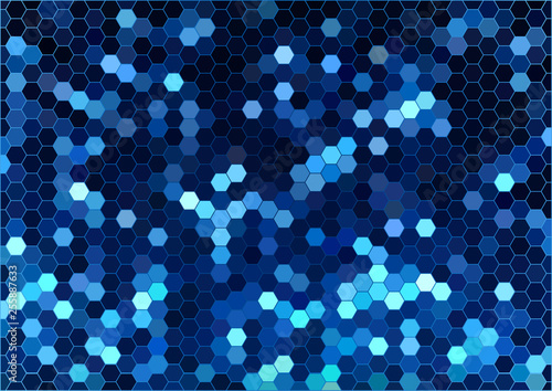 Blue Hexagonal Mosaic Background - Abstract Patterned Illustration with Blue ...
