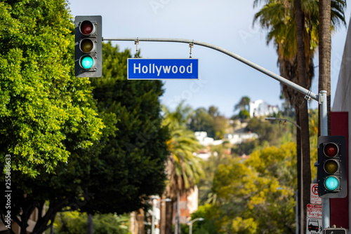 Hollywood boulevard street sign in Los Angeles