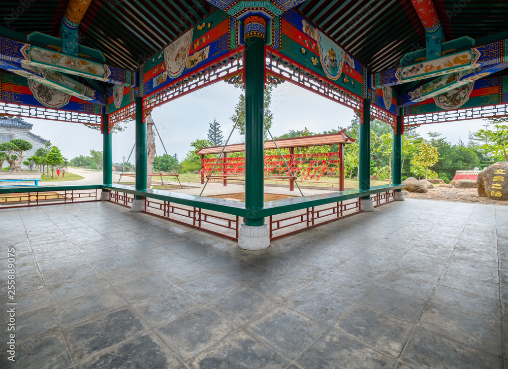 The corridor of the pavilion of Confucius Cultural city in Suixi County, Guangdong Province