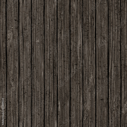Old vintage wooden board flooring. Weathered dark wood planks in true seamless pattern or background
