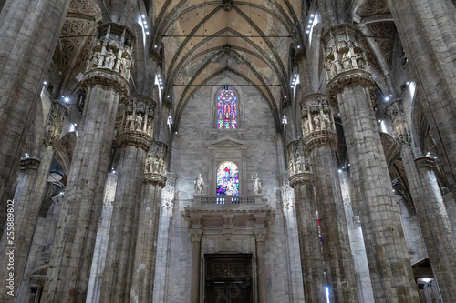 Panoramic view of interior of Milan Cathedral (Duomo di Milano)