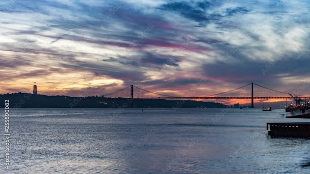 Bridge of the 25th April & National Sanctuary of Christ King, Lisbon (4k UHD time lapse, total shoot) Bridge of the 25th April & National Sanctuary of Christ King, Lisbon (4k UHD time lapse, total shoot)