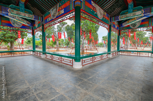 The corridor of the pavilion of Confucius Cultural city in Suixi County, Guangdong Province