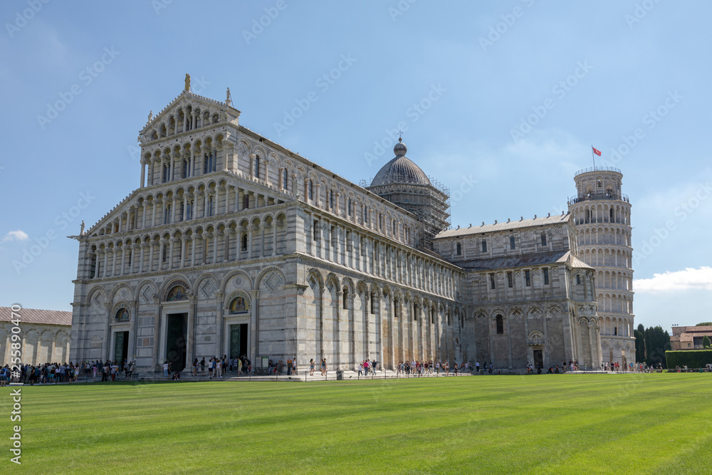 Panoramic view of Pisa Cathedral and Tower of Pisa