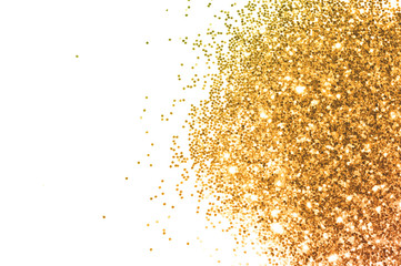 Background with gold glitter on white background for your design