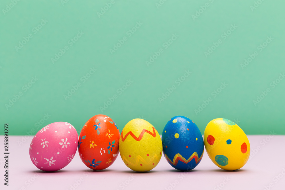 easter eggs on colour background - Image easter eggs on colour background - Image