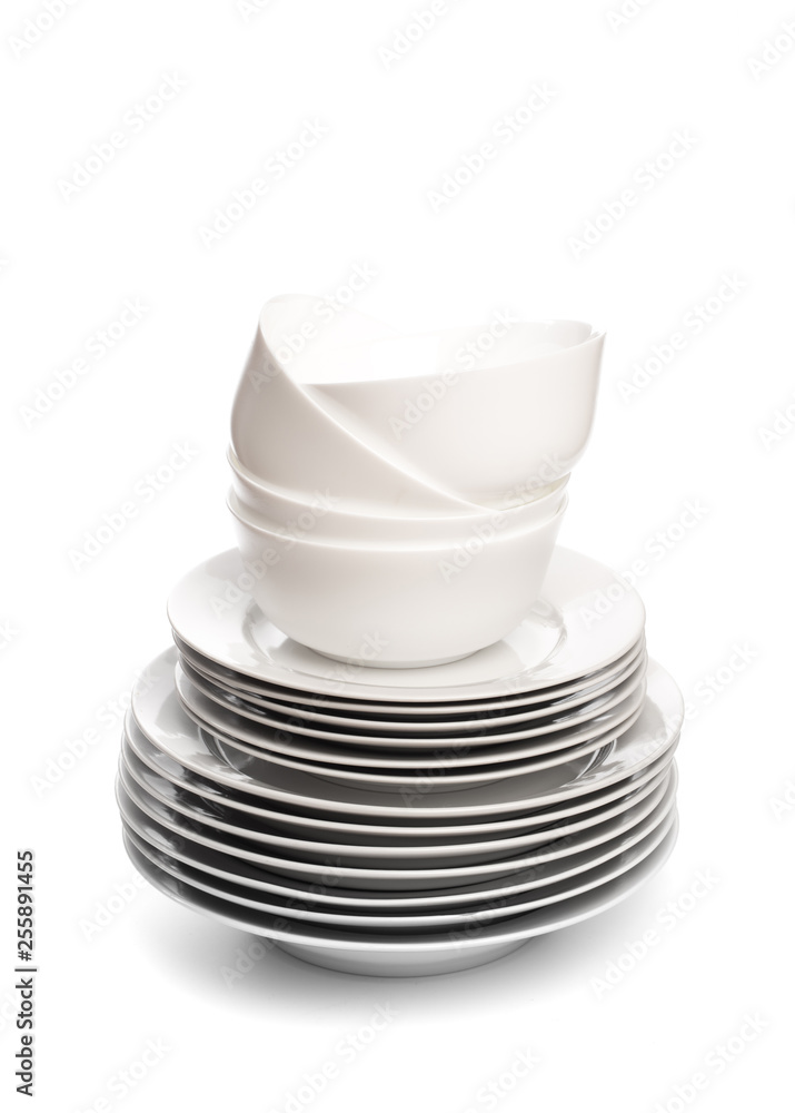 Set of white dishes . table wear Set of white dishes . table wear
