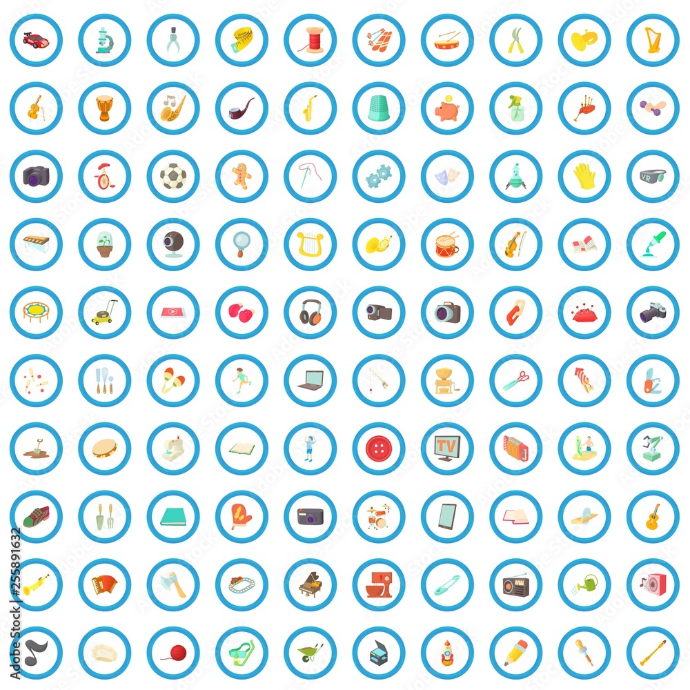 100 hobby icons set in cartoon style for any design vector illustration 100 hobby icons set in cartoon style for any design vector illustration