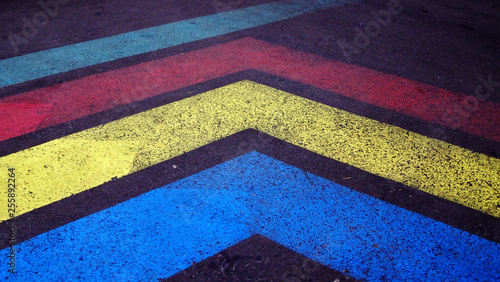 old colored road markings. strips on old asphalt © Sasha devet