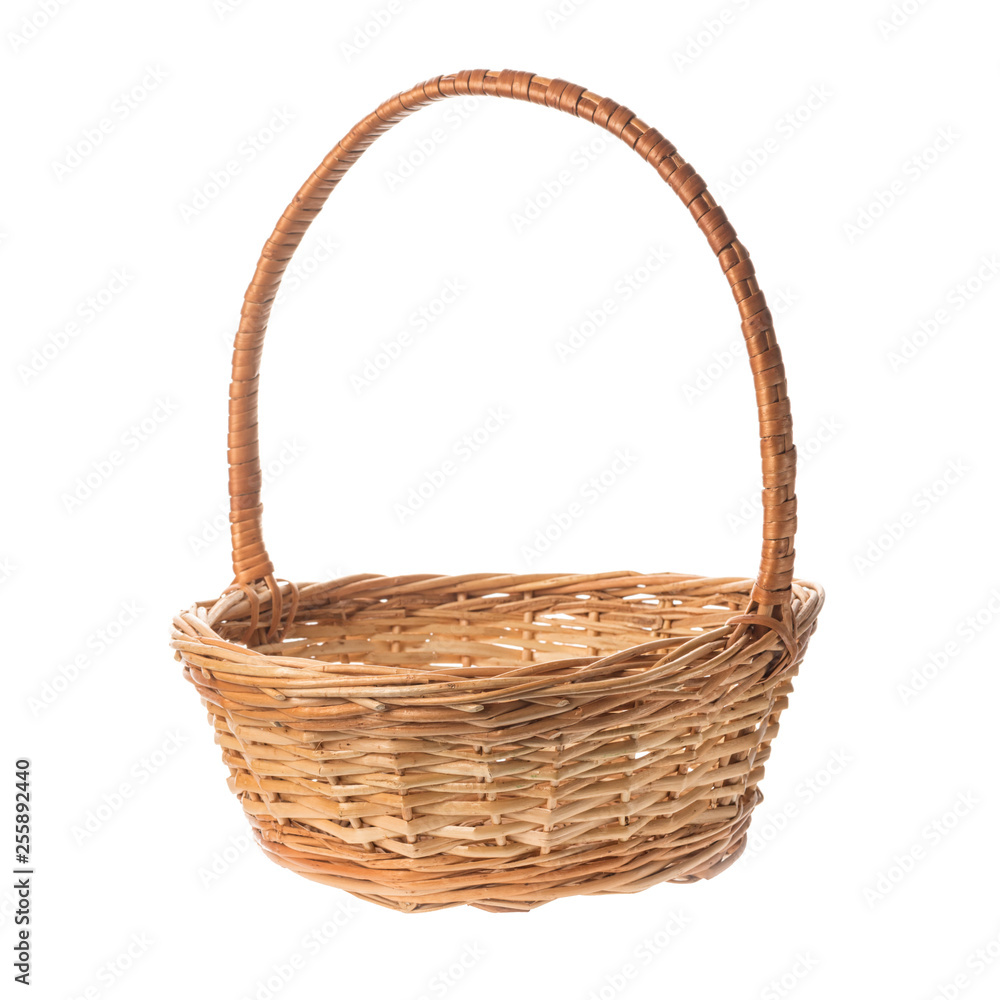 Empty wicker basket isolated on white background Empty wicker basket isolated on white background