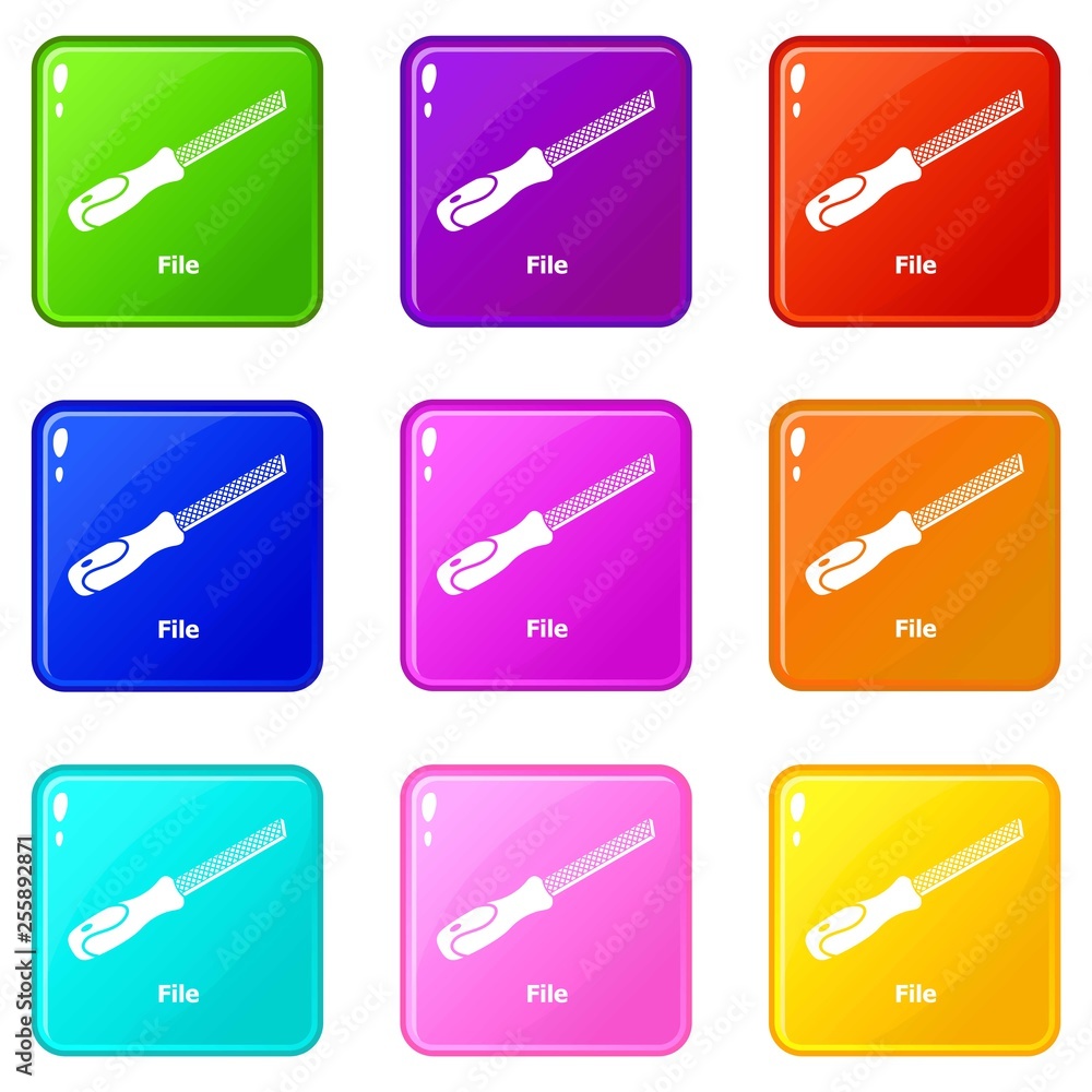 Chisel icons set 9 color collection isolated on white for any design Chisel icons set 9 color collection isolated on white for any design